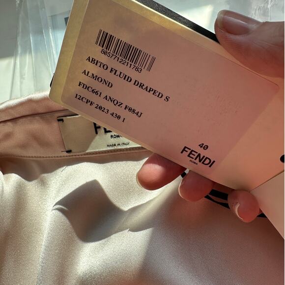 NWT Fendi The Abito Fluid Draped Daily Dress Top in Almond 100% Silk 40 / 8 - Picture 13 of 16